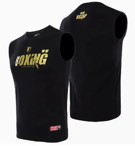 Vszap VTT018 Boxing Vest Tank Top S-4XL Black Gold