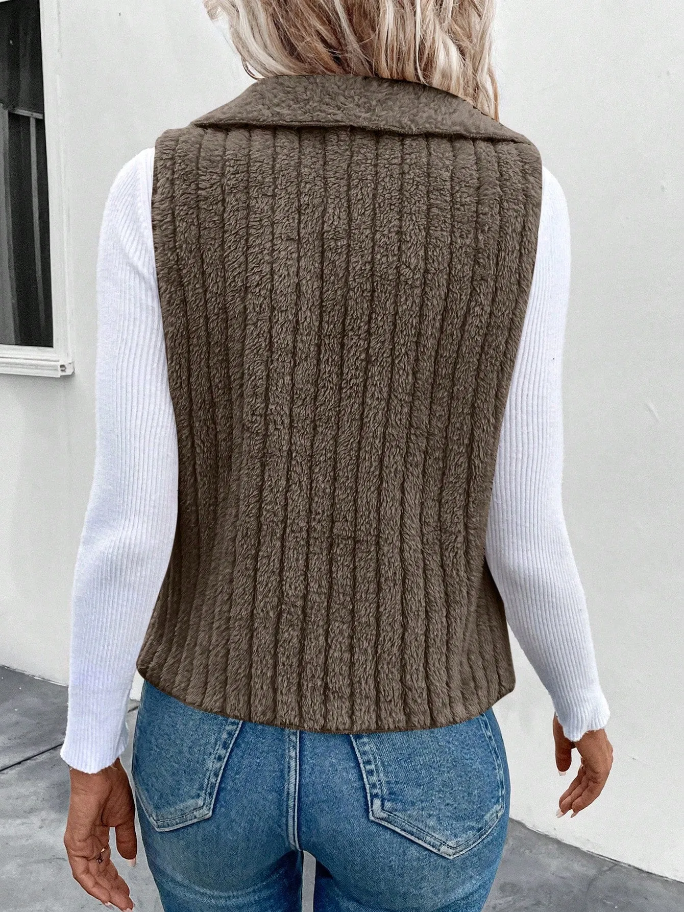 Women's Waterfall Collar Open Front Vest Coat