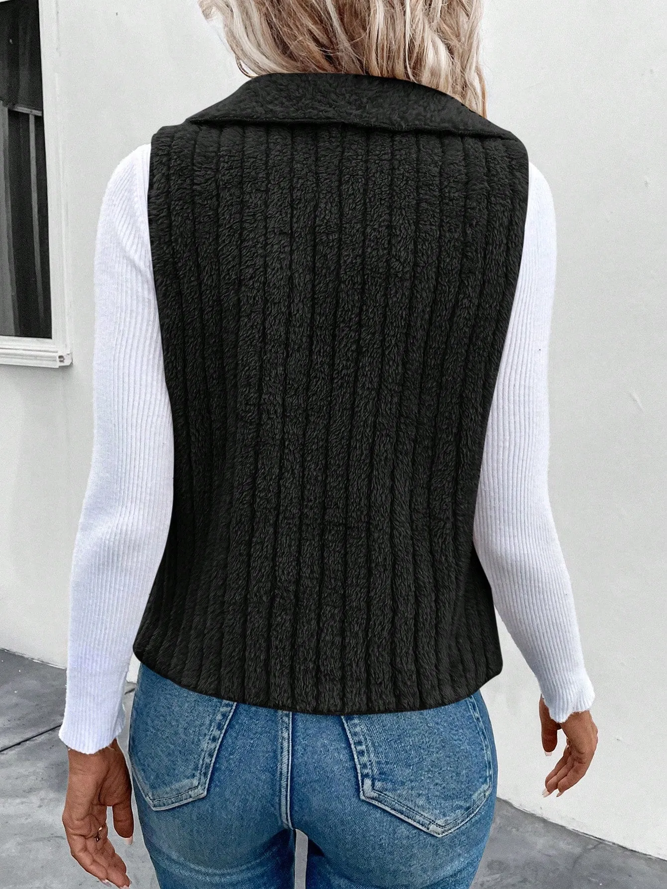 Women's Waterfall Collar Open Front Vest Coat