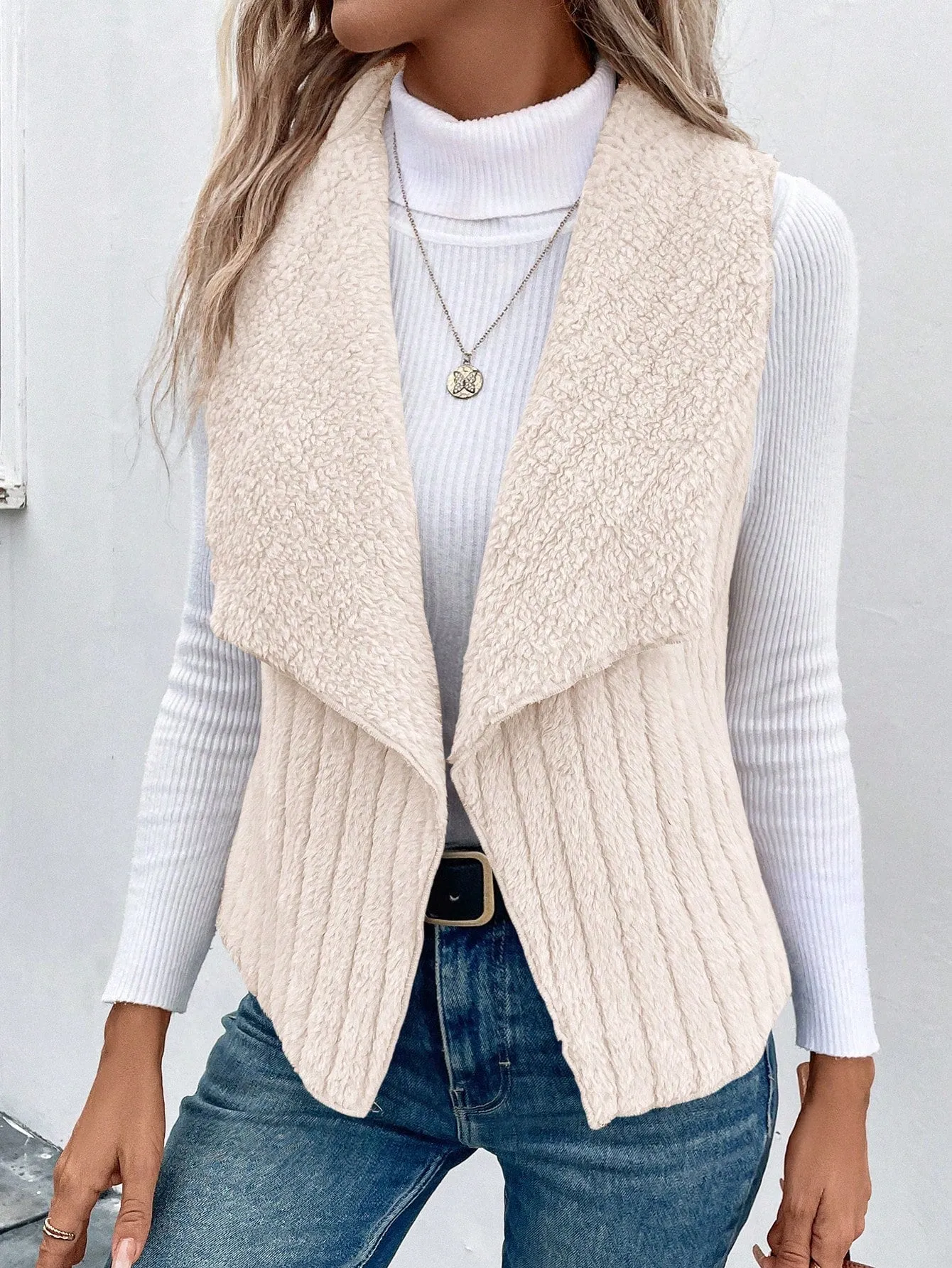 Women's Waterfall Collar Open Front Vest Coat