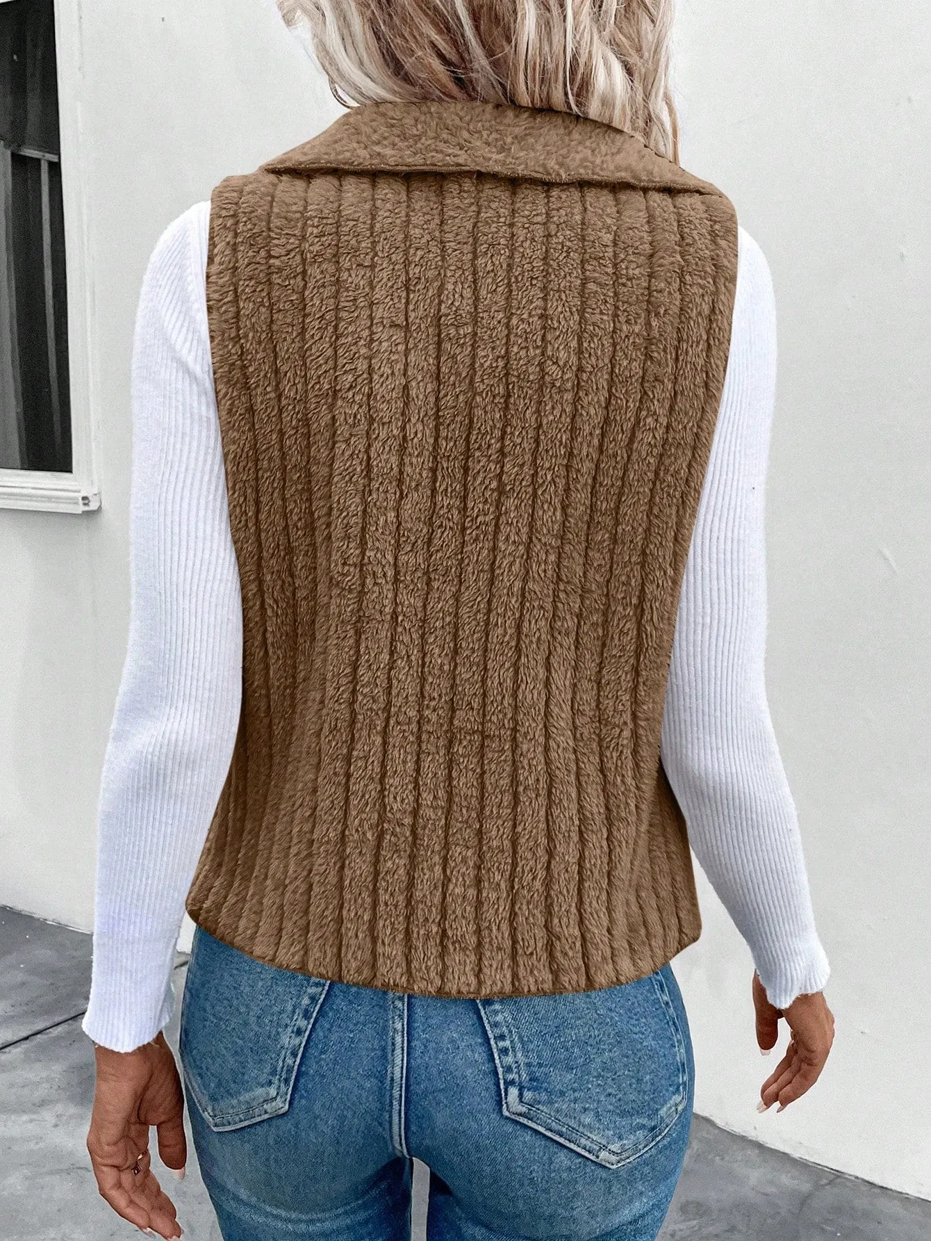 Women's Waterfall Collar Open Front Vest Coat