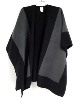 Woolrich Women's Gray Black Blanket Fleece Poncho Jacket - One Size