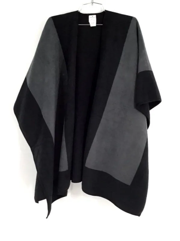 Woolrich Women's Gray Black Blanket Fleece Poncho Jacket - One Size