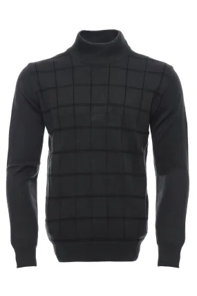 WSS Plaid Half Turtleneck Green Sweater  - Singen