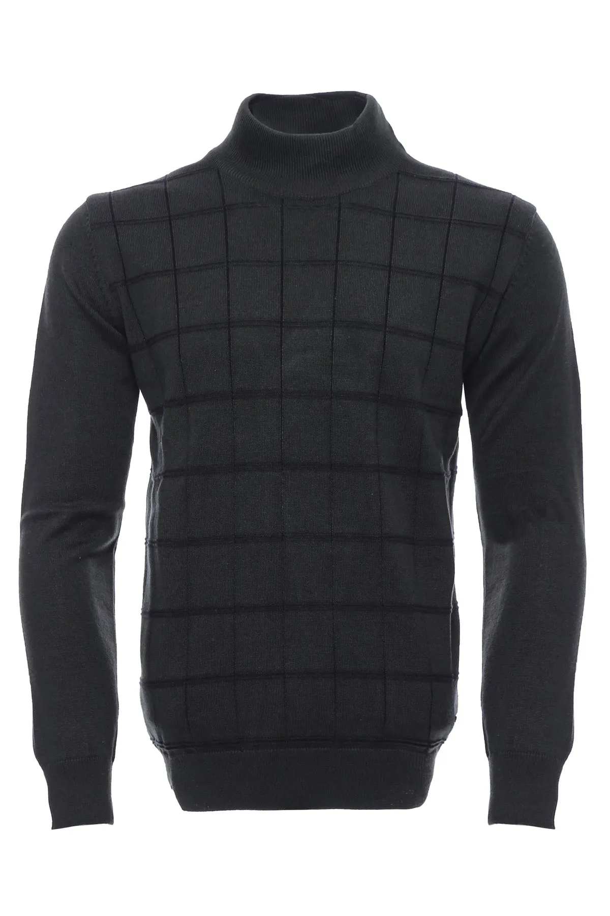 WSS Plaid Half Turtleneck Green Sweater  - Singen